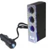 Custom Accessories 12V Lighted Aluminum Triple Socket with USB