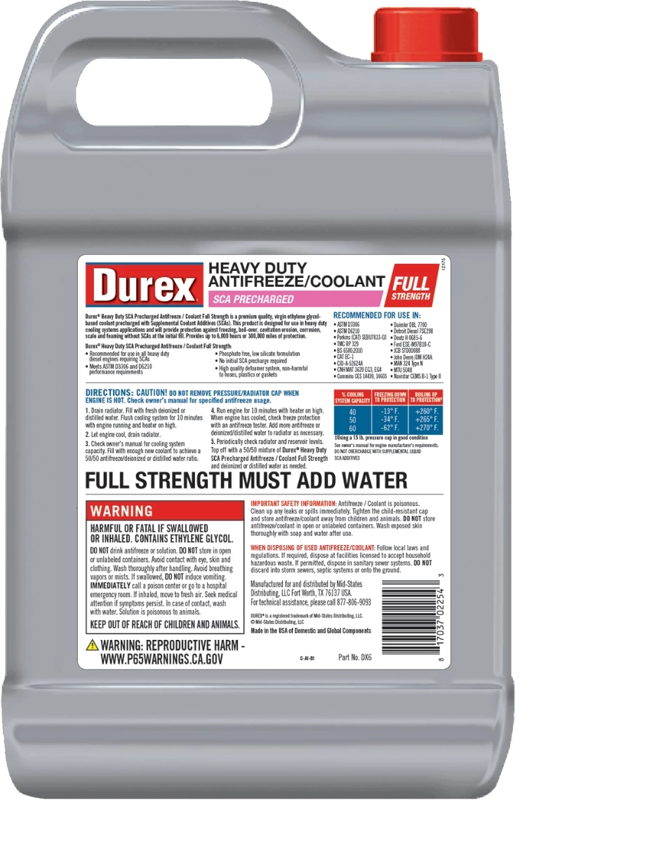 Durex DX6 Full Strength Heavy Duty Antifreeze / Coolant – 1 Gallon 2 Durex DX6 Full Strength Heavy Duty Antifreeze / Coolant – 1 Gallon - Image 2