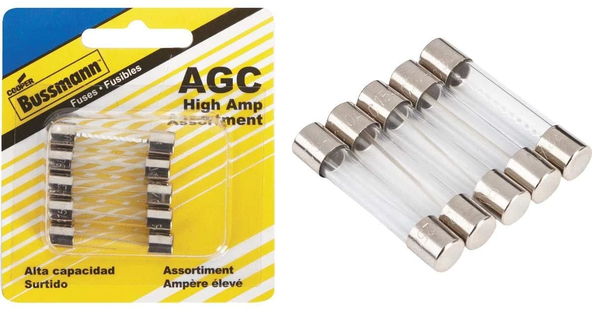 Bussmann BP/AGC-A5-RP High Amp Glass Fuse Assortment - 5 Pack 1 Bussmann BP/AGC-A5-RP High Amp Glass Fuse Assortment - 5 Pack