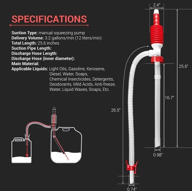 Tera Pump Manual Handheld Siphon Pump w/ Bendable Intake Hose 2 Tera Pump Manual Handheld Siphon Pump w/ Bendable Intake Hose - Image 2