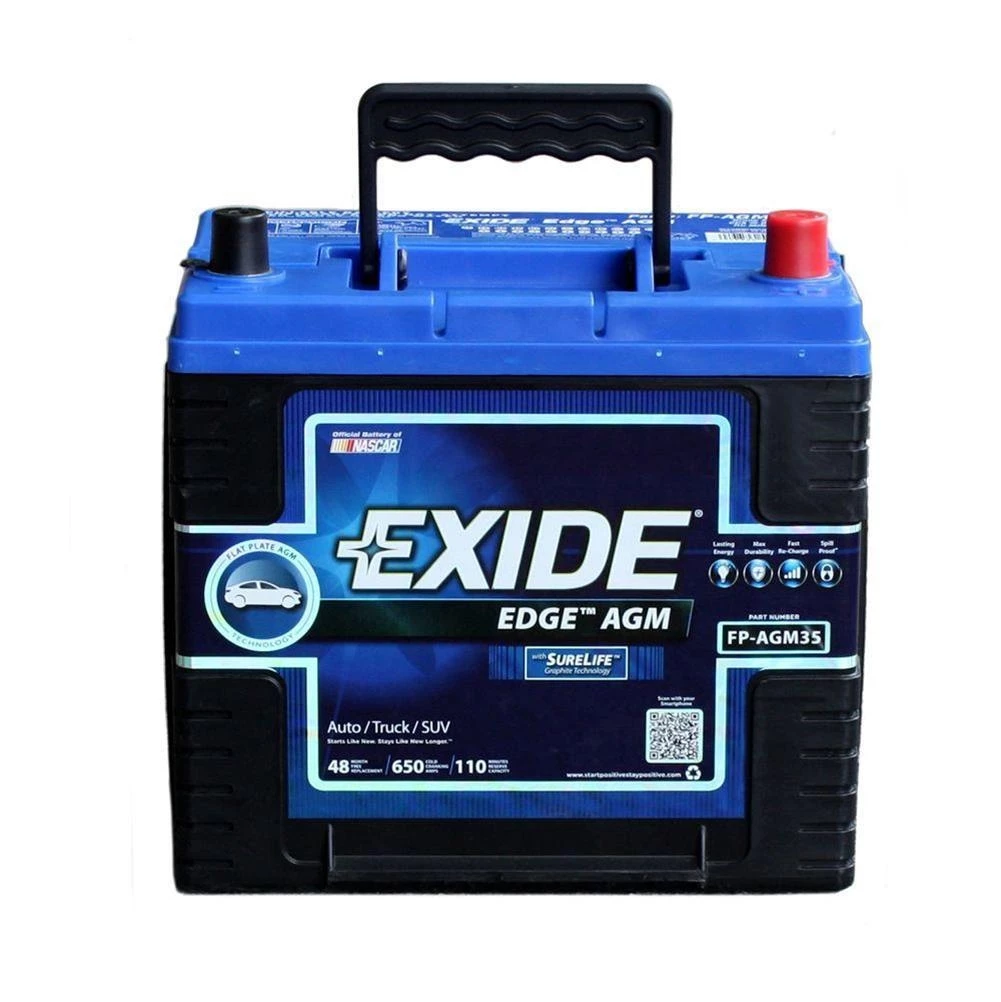 Exide Edge FP-AGM35 Flat Plate AGM Sealed Automotive Battery 1 Exide Edge FP-AGM35 Flat Plate AGM Sealed Automotive Battery