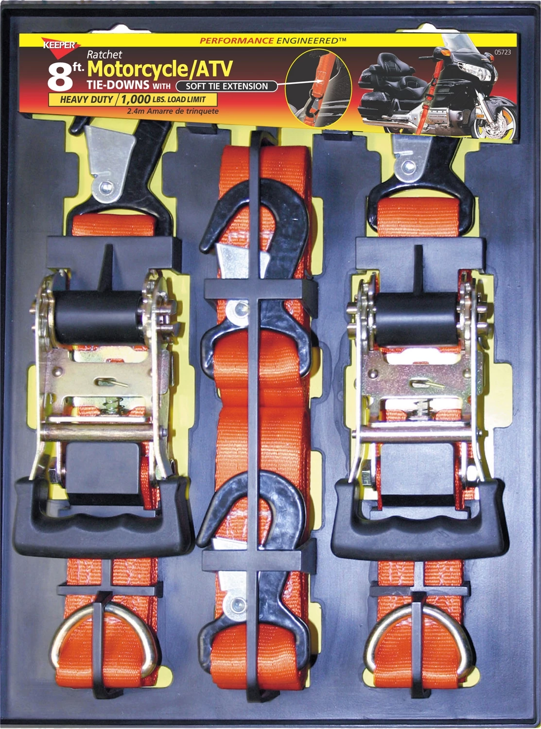 Keeper 8' x 1-1/2" Soft-Tie Cycle Ratchet Tie-Down , 2 pk 1 Keeper 8' x 1-1/2" Soft-Tie Cycle Ratchet Tie-Down , 2 pk