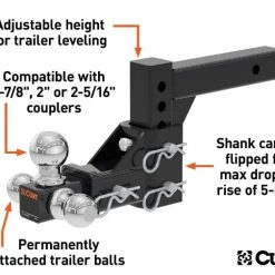 CURT ADJUSTABLE TRI-BALL MOUNT (2" SHANK, 1-7/8", 2" & 2-5/16" BALLS) #45799 -Automotive Sales Shop 35180543 2 1