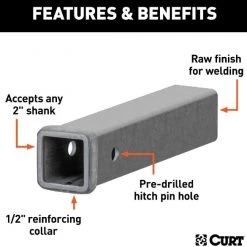 12" RAW STEEL RECEIVER TUBING (2" RECEIVER) -Automotive Sales Shop 35180568.2