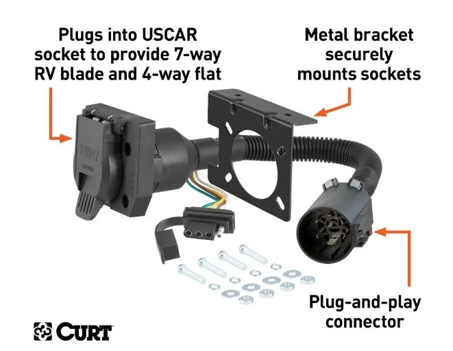 CURT DUAL-OUTPUT 7 & 4-WAY CONNECTOR (PLUGS INTO USCAR) #55774 2 CURT DUAL-OUTPUT 7 & 4-WAY CONNECTOR (PLUGS INTO USCAR) #55774 - Image 2