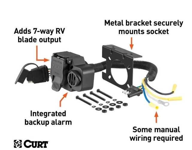 Curt Dual-Output Adapter With Backup Alarm (4-Way Flat To 7-Way Rv Blade Trailer) 2 Curt Dual-Output Adapter With Backup Alarm (4-Way Flat To 7-Way Rv Blade Trailer) - Image 2