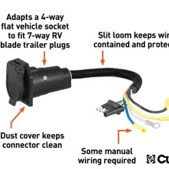 Curt Electrical Adapter (4-Way Flat Vehicle To 7-Way Rv Blade Trailer) -Automotive Sales Shop 35180589 1