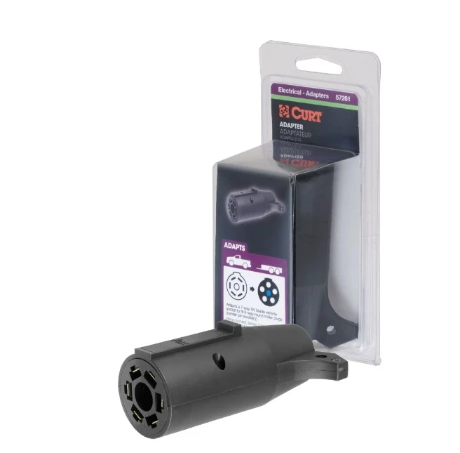 Curt Adapter (7-Way Rv Blade To 6-Way Round Trailer, Center Pin Auxiliary, Packaged) 1 Curt Adapter (7-Way Rv Blade To 6-Way Round Trailer, Center Pin Auxiliary, Packaged)