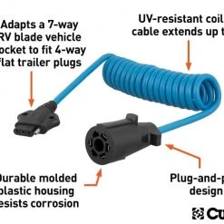 CURT 5' ELECTRICAL ADAPTER HARNESS (7-WAY RV BLADE VEHICLE TO 4-WAY FLAT TRAILER) #57271 -Automotive Sales Shop 35180596 2