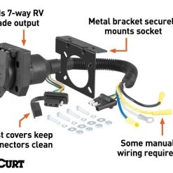 Curt Dual-Output Electrical Adapter (Adds 7-Way RV Blade To 4-Way Flat) 6 Curt Dual-Output Electrical Adapter (Adds 7-Way RV Blade To 4-Way Flat) -Automotive Sales Shop 35180600 2