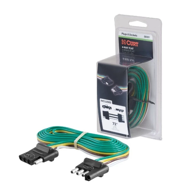 CURT 4-WAY FLAT CONNECTOR PLUG & SOCKET WITH 72" WIRES (PACKAGED) #58051 1 CURT 4-WAY FLAT CONNECTOR PLUG & SOCKET WITH 72" WIRES (PACKAGED) #58051