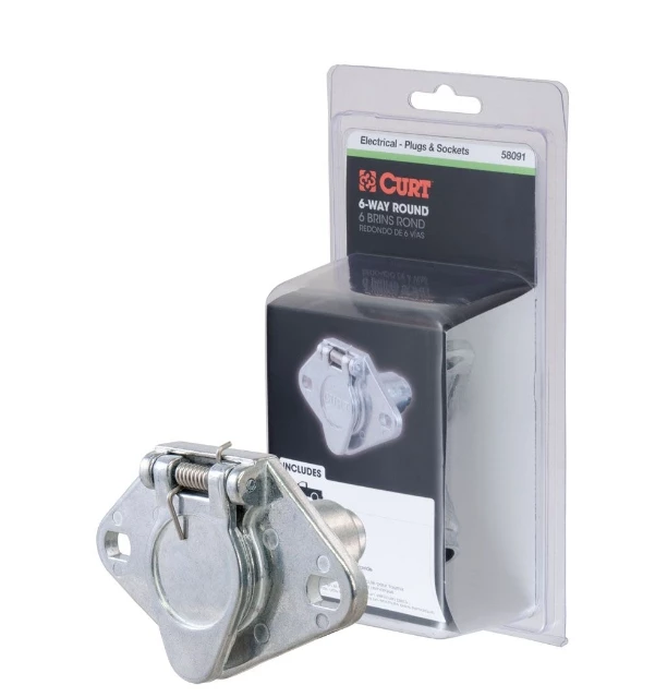 CURT 6-WAY ROUND CONNECTOR SOCKET (VEHICLE SIDE, PACKAGED) #58091 1 CURT 6-WAY ROUND CONNECTOR SOCKET (VEHICLE SIDE, PACKAGED) #58091
