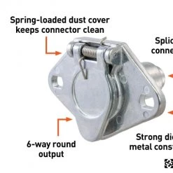 CURT 6-WAY ROUND CONNECTOR SOCKET (VEHICLE SIDE, PACKAGED) #58091 6 CURT 6-WAY ROUND CONNECTOR SOCKET (VEHICLE SIDE, PACKAGED) #58091 -Automotive Sales Shop 35180608 2