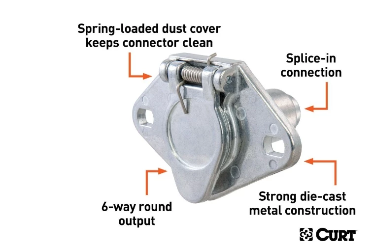 CURT 6-WAY ROUND CONNECTOR SOCKET (VEHICLE SIDE, PACKAGED) #58091 3 CURT 6-WAY ROUND CONNECTOR SOCKET (VEHICLE SIDE, PACKAGED) #58091 - Image 3