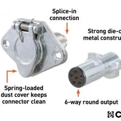 CURT 6-WAY ROUND CONNECTOR PLUG & SOCKET (PACKAGED) #58092 6 CURT 6-WAY ROUND CONNECTOR PLUG & SOCKET (PACKAGED) #58092 -Automotive Sales Shop 35180609 2