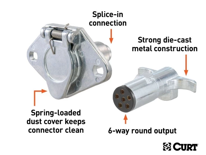 CURT 6-WAY ROUND CONNECTOR PLUG & SOCKET (PACKAGED) #58092 3 CURT 6-WAY ROUND CONNECTOR PLUG & SOCKET (PACKAGED) #58092 - Image 3