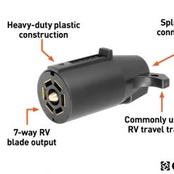 Curt 7-Way RV Blade Connector Plug (Trailer Side, Black Plastic, Packaged) -Automotive Sales Shop 35180610 2 1