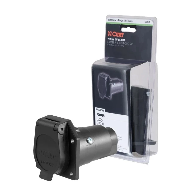 CURT 7-WAY RV BLADE CONNECTOR SOCKET (VEHICLE SIDE, PACKAGED) #58151 1 CURT 7-WAY RV BLADE CONNECTOR SOCKET (VEHICLE SIDE, PACKAGED) #58151