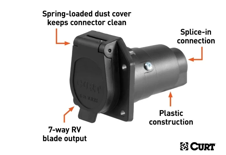 CURT 7-WAY RV BLADE CONNECTOR SOCKET (VEHICLE SIDE, PACKAGED) #58151 3 CURT 7-WAY RV BLADE CONNECTOR SOCKET (VEHICLE SIDE, PACKAGED) #58151 - Image 3