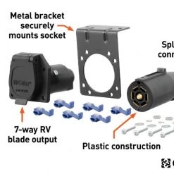 CURT 7-WAY RV BLADE CONNECTOR PLUG & SOCKET WITH HARDWARE (PACKAGED) #58152 -Automotive Sales Shop 35180612 2