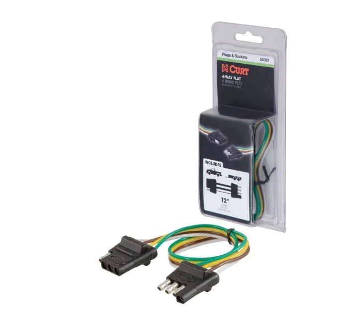 CURT 4-WAY FLAT CONNECTOR PLUG & SOCKET WITH 12" WIRES (PACKAGED) #58381 1 CURT 4-WAY FLAT CONNECTOR PLUG & SOCKET WITH 12" WIRES (PACKAGED) #58381