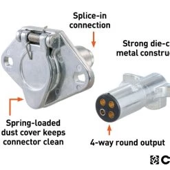 CURT 4-WAY ROUND CONNECTOR PLUG & SOCKET (PACKAGED) #58671 7 CURT 4-WAY ROUND CONNECTOR PLUG & SOCKET (PACKAGED) #58671 -Automotive Sales Shop 35180623 2 1