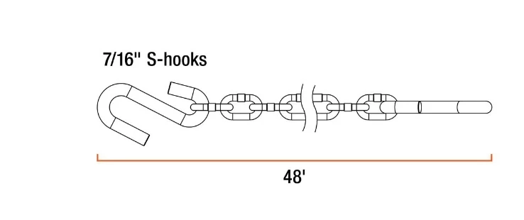 CURT 48" SAFETY CHAIN WITH 2 S-HOOKS (5,000 LBS, CLEAR ZINC, PACKAGED) #80031 2 CURT 48" SAFETY CHAIN WITH 2 S-HOOKS (5,000 LBS, CLEAR ZINC, PACKAGED) #80031 - Image 2