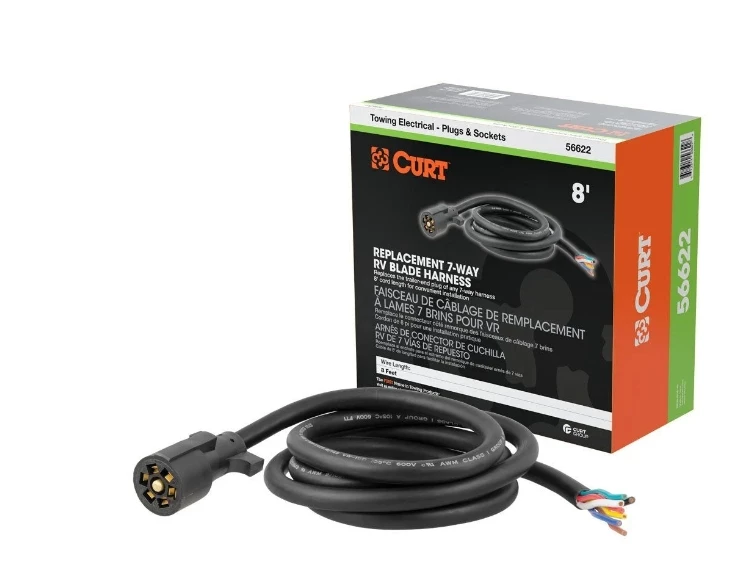 CURT REPLACEMENT 7-WAY RV BLADE WITH 8' WIRES (TRAILER SIDE, PACKAGED) #56622 2 CURT REPLACEMENT 7-WAY RV BLADE WITH 8' WIRES (TRAILER SIDE, PACKAGED) #56622 - Image 2