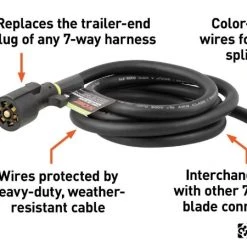 CURT REPLACEMENT 7-WAY RV BLADE WITH 8' WIRES (TRAILER SIDE, PACKAGED) #56622