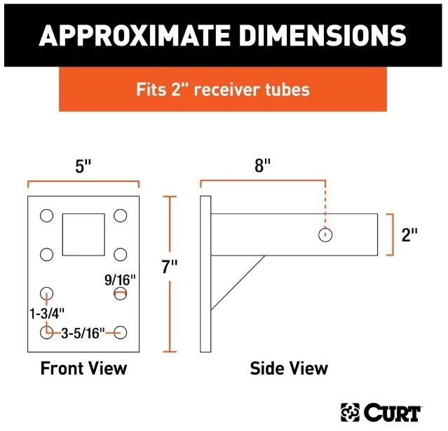 ADJUSTABLE PINTLE MOUNT (2" SHANK, 10,000 LBS., 7" HIGH, 8" LONG) 2 ADJUSTABLE PINTLE MOUNT (2" SHANK, 10,000 LBS., 7" HIGH, 8" LONG) - Image 2