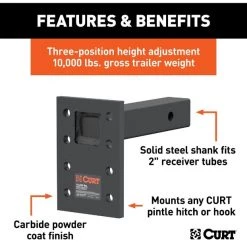 ADJUSTABLE PINTLE MOUNT (2" SHANK, 10,000 LBS., 7" HIGH, 8" LONG) -Automotive Sales Shop 35180633.2