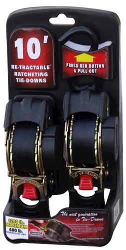 Erickson 34415 1″ x 10’ – 1200 lb Retractable Ratchet Strap - 2 Pack 1 Erickson 34415 1″ x 10’ – 1200 lb Retractable Ratchet Strap - 2 Pack