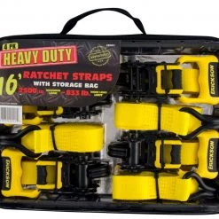 Erickson 1 1/4″ x 16′ – 2500 lb Ratchet Strap with Hooks – 4 Pack