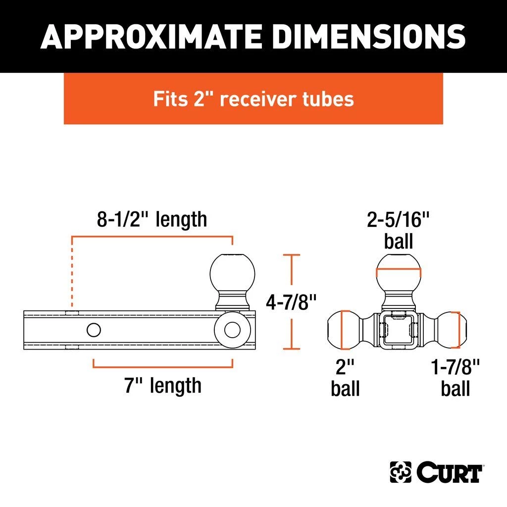 Curt Multi-ball Mount Hollow Tube 2 Curt Multi-ball Mount Hollow Tube - Image 2
