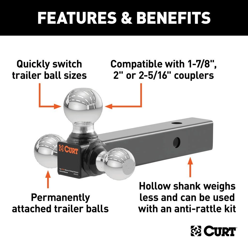 Curt Multi-ball Mount Hollow Tube 3 Curt Multi-ball Mount Hollow Tube - Image 3