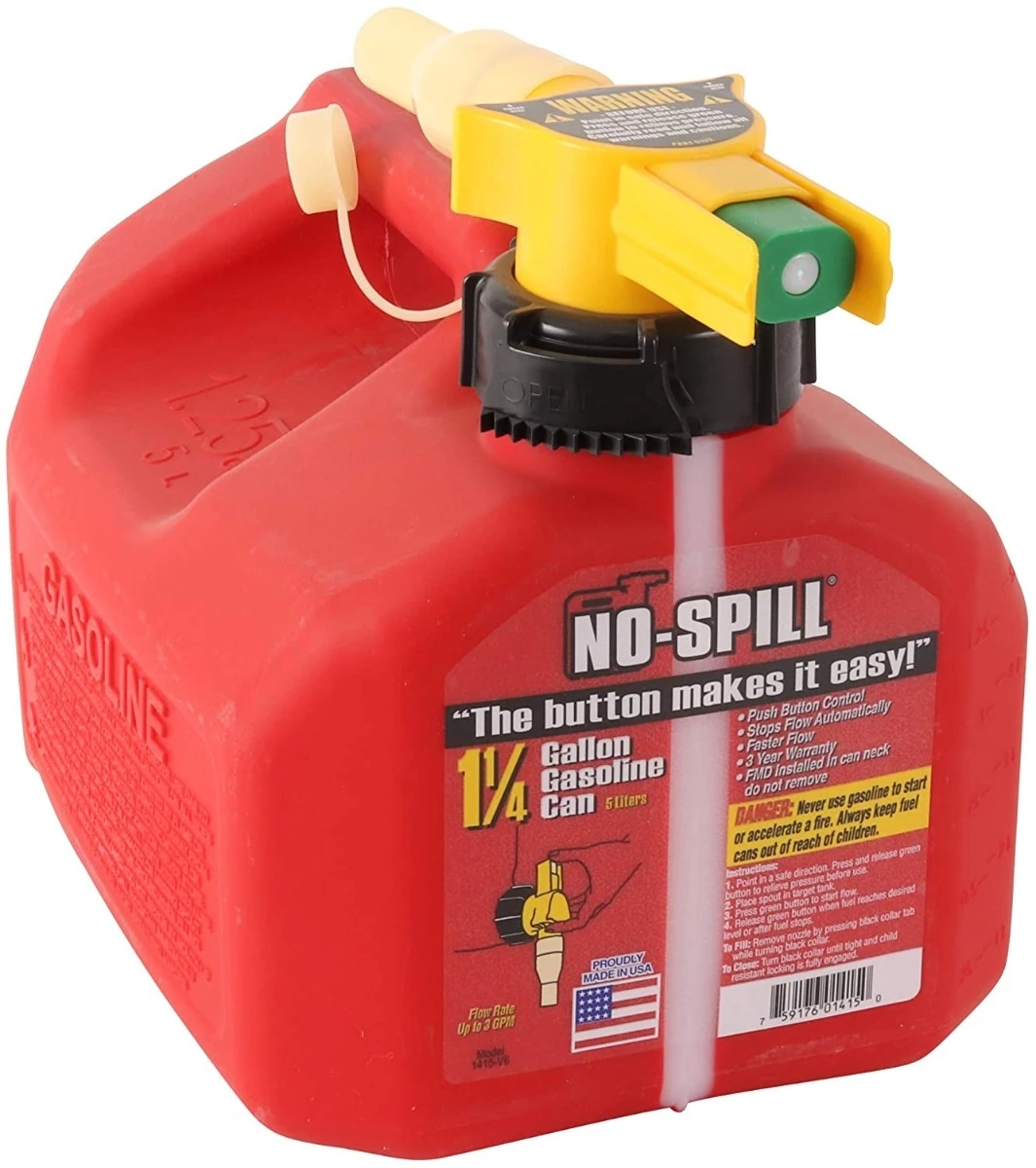 No-Spill 1415 1-1/4-Gallon Poly Gas Can (CARB Compliant) 1 No-Spill 1415 1-1/4-Gallon Poly Gas Can (CARB Compliant)