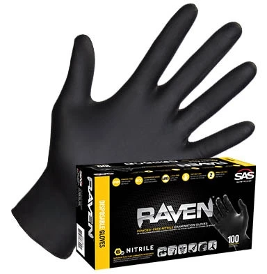 SAS Safety 6 Mil Raven Disposable Nitrile Glove 1 SAS Safety 6 Mil Raven Disposable Nitrile Glove