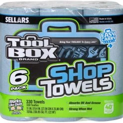 Sellars ToolBox Blue Shop Towels, 6 Pack