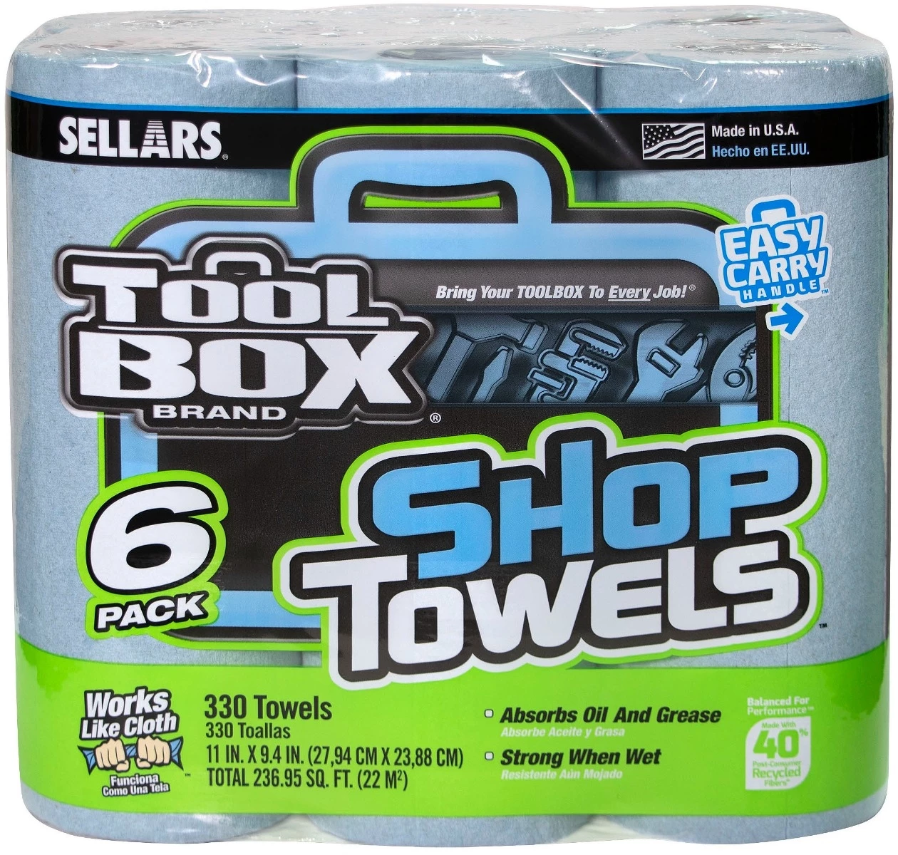 Sellars ToolBox Blue Shop Towels, 6 Pack 1 Sellars ToolBox Blue Shop Towels, 6 Pack