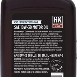 Harvest King HK063 10W-30 Motor Oil, 1 qt. 3 Harvest King HK063 10W-30 Motor Oil, 1 qt. -Automotive Sales Shop 69710058 2