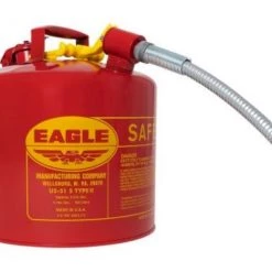 Eagle 5 Gallon, 7/8" Metal Hose, Steel Safety Can For Flammables, Type II, Red