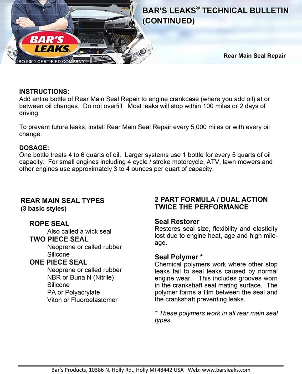 Bar's Engine Concentrated Rear Main Seal Repair 4 Bar's Engine Concentrated Rear Main Seal Repair - Image 4