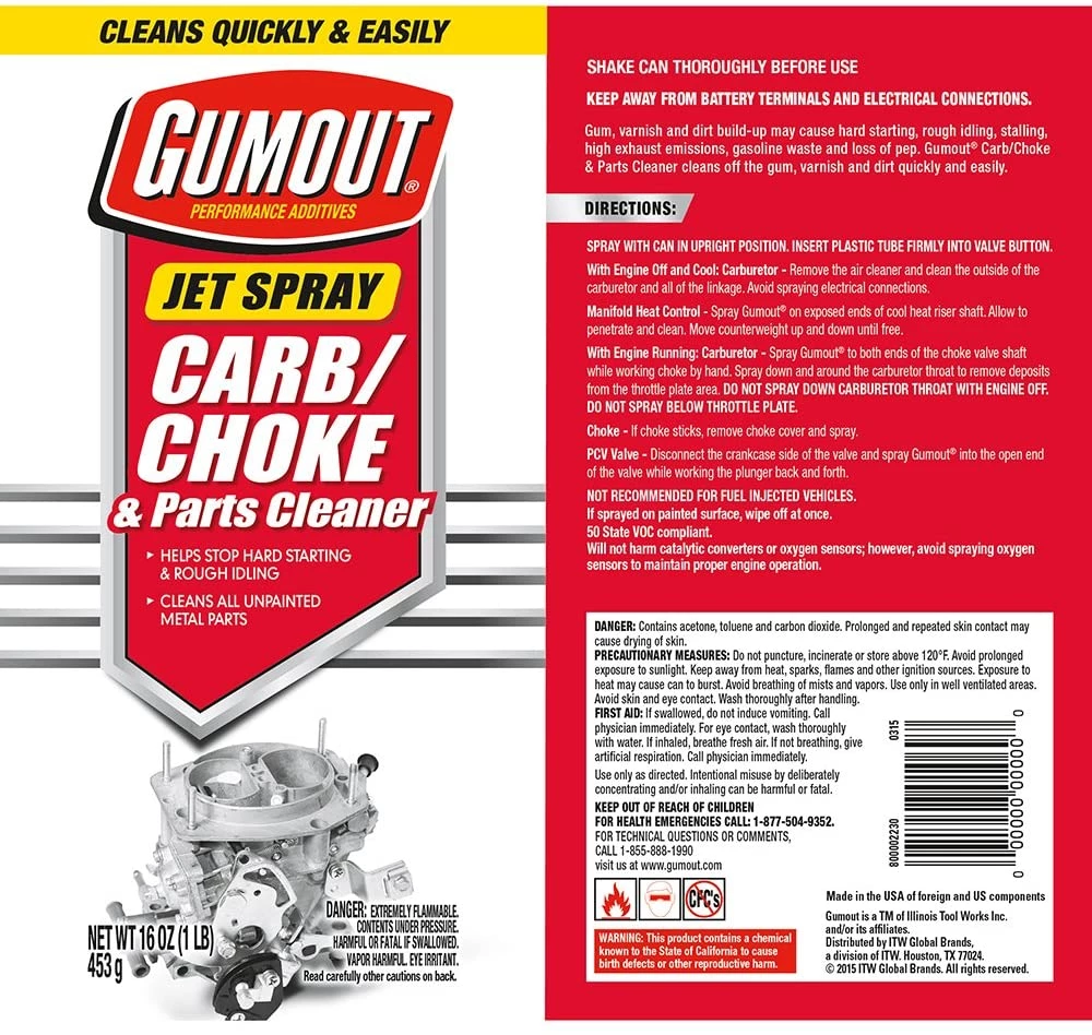 Gumout Carb and Choke Cleaner, 16 oz. 2 Gumout Carb and Choke Cleaner, 16 oz. - Image 2