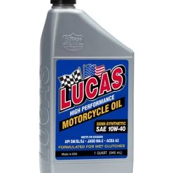 Lucas Oil SAE 10W-40 Semi-Synthetic Motorcycle Oil, Qt.