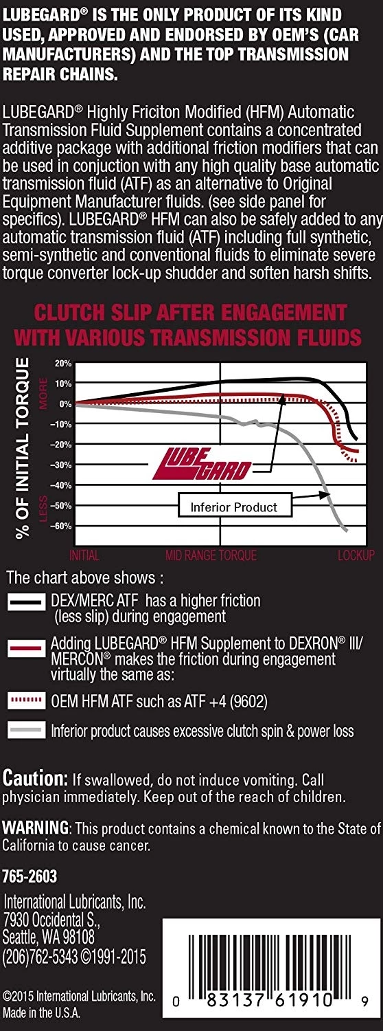 LUBEGARD Highly Friction Modified ATF (HFM-ATF) Supplement with LXE® Technology - 10 oz 4 LUBEGARD Highly Friction Modified ATF (HFM-ATF) Supplement with LXE® Technology - 10 oz - Image 4