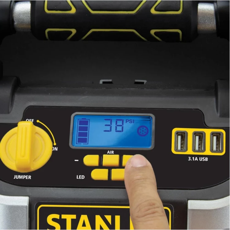 Stanley 1200 Peak Amp Portable Car Jump Starter with 120 PSI Digital Air Compressor 2 Stanley 1200 Peak Amp Portable Car Jump Starter with 120 PSI Digital Air Compressor - Image 2
