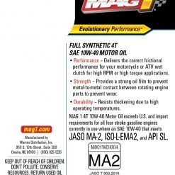 MAG 1® Full Synthetic 4T 10W-40 Motor Oil - Quart -Automotive Sales Shop mag69259 3