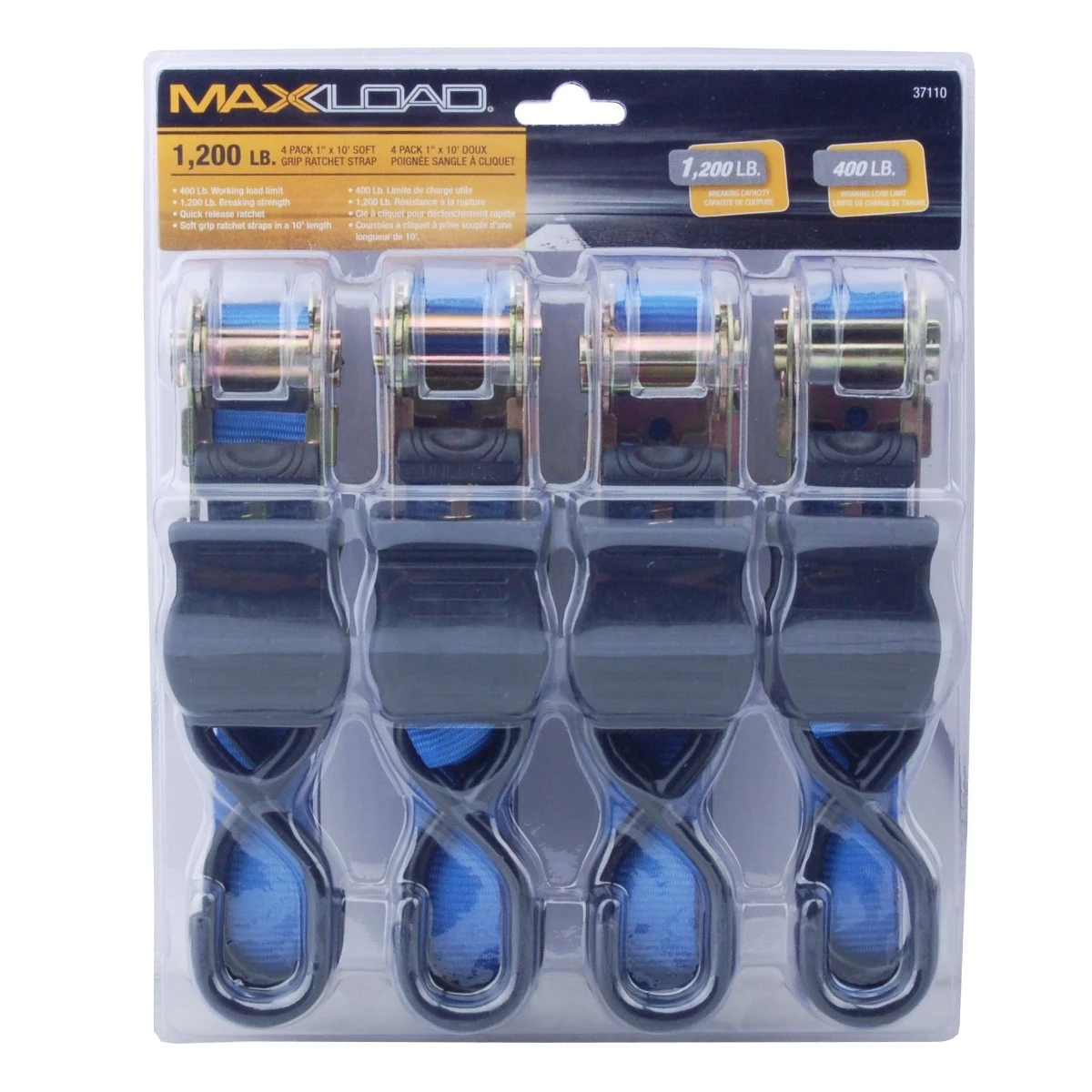 MaxLoad 4 Pack Ratchet Strap 1" x 10' 2 MaxLoad 4 Pack Ratchet Strap 1" x 10' - Image 2