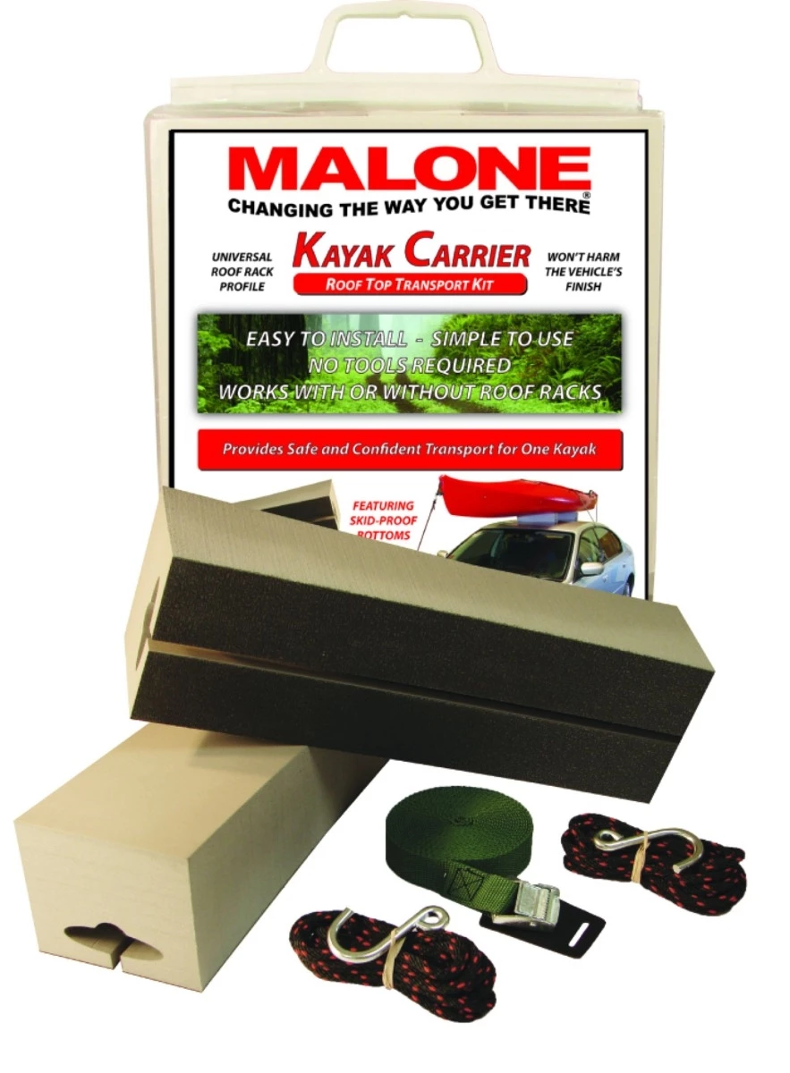 Malone Standard Kayak Carrier with Tie-Downs - Foam Block Style - 12" Long 1 Malone Standard Kayak Carrier with Tie-Downs - Foam Block Style - 12" Long