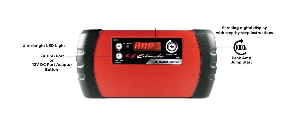 Schumacher 12V - 1000 Peak Amp Lithium Ion Jump Starter/ Portable Power 6 Schumacher 12V - 1000 Peak Amp Lithium Ion Jump Starter/ Portable Power - Image 6